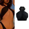 Canotte da donna Y2k Donna Strappy Cross Over Front Cut Out Halter Neck Senza maniche Backless Crop Top Bandage Vest Summer Sexy Tops Donna