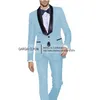 Ternos masculinos de design exclusivo, cetim, xale, lapela entalhada, roupas de casamento, blazer, calças, 2 peças, conjuntos de calças de jaqueta