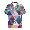 Camicie casual da uomo Motivo a righe rosa Moda Uomo Camicia hawaiana Maschile Stampato colorato Beach Aloha Manica corta Camisa Hawaiana