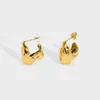 Stud Pendientes PVD 18k Chapado en oro Acero inoxidable Irregular Lava Fold Texture Pendiente para mujer Metal Declaración Aros Joyería impermeable