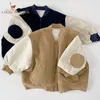 Giacche Moda Neonata Ragazzo Giacca di velluto a coste Infant Toddle Bambino Bomber Coat Blazer Outwear Rattoppato Primavera Autunno Vestiti 6M 12Y 230728