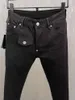 Jeans pour hommes Fashion Trend High Street Punk Style Black Denim Fabric Pants Slim Fit Casual 9888 #