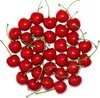 Decoração de casa 100 pçs/lote cerejas vermelhas artificiais 25 mm/1,0 polegadas simulação cereja frutas falsas para decoração de jantar em casa