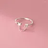 Cluster Ringen 925 Zilver Kleur Geometrische Onregelmatige Hart Ketting Zirkoon Voor Vrouwen Bohemian Retro Verstelbare Antieke Persoonlijkheid Ring