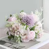Decorative Flowers Simulation Roses Artificial Peony Silk Bouquet For Wedding Decoration Small Fake Rose Home Decor DIY Faux