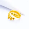 Cluster Rings 24K Gold Color Finger For Women Multi Beads Open Ring Adjustable Anillo Bague Femme Wedding Jewelry Party Gifts Bijoux