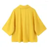 Women's Two Piece Pants 2023 Summer Product Yellow Knotted Short Shirt 9479067 Draping Pajamas Casual Long 9479068