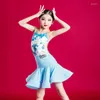 Stage Wear Lolita Spring And Summer Split Latin Dance Professional Training Dress Abbigliamento per bambini per ragazze