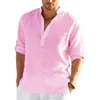 Chemises décontractées pour hommes T-shirts en coton pour hommes Chemise en lin décontracté Chemises à manches longues en vrac Printemps Respirant Col en V Vêtements Plus Size Tops 5XL 230728