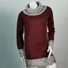 Kvinnors tröjor Fashion Sticke Patchwork Turtleneck tröja sidoknapp Lång ärm Slim Mini Dress Autumn Winter 2023 Pink Black Blue