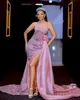 2023 Aso Ebi Rose Sirène Robe De Bal Perlé Cristaux Soirée Formelle Partie Deuxième Réception Anniversaire Robes De Fiançailles Robes Robe De Soirée ZJ774