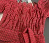 Women's Blouses Sexy Fashion Summer Blouse Puff Sleeve Design Chic Red Plaid Crop Top Aesthetic