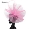 ベレットエレガントレディースピンクの魅力的な帽子帽子ファッションウェディングヘッドウェアヘッドバンド教会カクテルヘアアクセサリー230729