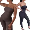 Femmes Combinaisons Barboteuses hirigin Femmes Closefitting Sexy Jumpsuit Offtheshoulder Tube Top Sans Manches Sexy Romper Ensemble Noir Gris Marron 230729