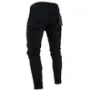 Zemtoo Męskie czarne dżinsy umyte spustowe spodnie Dekoracyjne spodnie 3013