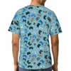 Camisetas para hombre, camisetas con controlador de juego, fondo azul, estampado 3D, camisetas Retro de poliéster de manga corta de gran tamaño, ropa de calle