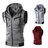 Gilet da uomo Primavera / Estate Top da uomo Canotta con cappuccio Canotta senza maniche Gilet casual solido Tasca con cappuccio Gilet Cappotto con cerniera 230729