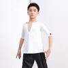 Sahne Giyim Yakışıklı Boy Latin Dans Eğitim Takım Profesyonel Rumba Kostüm Saten Yüksek Kalite Üst G5085