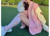 Giacche da donna Uniforme da baseball rosa felpata stile college per donna in cardigan giacca ispessita primavera e autunno per gli amanti delle donne 230728