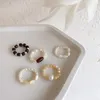Pierścienie klastra wtltc proste multi małe kule kciuk dla kobiet perłowe drewniane koraliki układające biżuterię z kropkowanym palcem w stylu vintage.