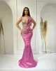 2023 Arabic Aso Ebi Crystals Mermaid Prom Dresses Lace Beaded Evening Formal Party Second Reception Birthday Engagement Gowns Dress