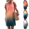 Casual Dresses Womens Colorful Western Style Comfortable Striped Vacation Simple Dress Sundresses Summer Beach