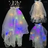 Voiles de mariée illuminent le voile pour la mariée Led avec des couronnes élégantes et jolies accessoires de cheveux de fête de mariage femmes 2023