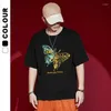 Hommes t-shirts t-shirt hommes dessin animé papillon broderie mâle été à manches courtes t-shirt Streetwear vêtements haut en coton Hip Hop 2023