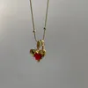 Collier coeur en or de luxe collier lettre incrusté de diamants femmes pendentif rubis grand teint