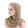 Sciarpe Hijab istantaneo Scialle cucito Cofano interno Convinient Headwrap Fronte Sciarpa musulmana incrociata Turbante pronto da indossare