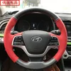 För Hyundai som leder Elantra Mistra New Tucson Lafesta Verna Diy Custom Handsewn Leather Carbon Fiber Car Steering Wheel Cover258n