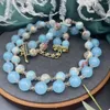 Chaînes Moyen Vintage Vieux Verre Tiré Peut Être Salé Et Doux Poudre Bleu Double Couche Conception De Collier De Perles Rondes