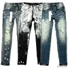 Mens Designer Viola Jeans Hip-Hop Moda Cerniera Foro Lavaggio Jean Pantaloni Retro Cuciture Pieghe Strappate Motocicletta Uomo Cool Slim Pant Sky Blue per Donna Kv8e