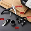 5 pezzi / set set di apribottiglie per vino in acciaio inossidabile Hippocampus Knife Stopper Pourer Accessori Articoli per la casa Bar Counter Tool Openers 0729