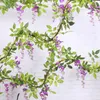 Flores decorativas LuanQI 2M Wisteria Flor artificial Vid Ivy Guirnalda Boda Arco Decoración Planta falsa Hoja Rota Hogar Jardín Colgante