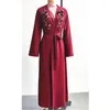 Roupas étnicas Dubai Open Abaya Flower Kimono Jilbab Turco Kaftan Muçulmano Feminino Maxi Dress Long Cardigan Ramadan Robe Vestido de Festa Islam