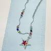 Подвесные ожерелья красочное кольцо для женщин для женщин Корейские звездные звезд