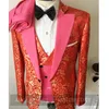 Men's Suits Latest Printing Men Groom Wear Tuxedos 3 Piece Wedding Dinner Party Man Formal Male Costume (Jacket Pants Vest)