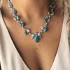 Colares com Pingente 5Pçs Peças Moda Cor Boho Branco Verde Flores Declaração Contas Gargantilha Pingentes Para Mulheres Bijoux