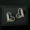 Brincos de grife Marca Carta Stud Mulheres Cristal Brinco de Pérola Festa de Casamento Luxo Jóias Acessórios Presente