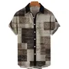 Men's Casual Shirts 2023 Shirt Linen Texture Print Short-sleeved Summer Beach Floral Shir Button Lapel Pattern Top