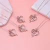 Iefil rose hjärthalsband gåvor för kvinnor, 925 Sterling Silver Rose Love Heart Initial Letter Pendant Necklace Jewelry Mothers Day Valentines D43225