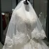 Brautschleier Elfenbeinweiß Brial Zweilagige Spitzenkante Applizierte Pailletten-Hochzeitsschleier Kurz Velos De Novia 2023 Accessoire Mariage Auf Lager