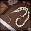 Beaded Necklaces Pearl Necklace Luxury Designer Jewelry For Women Fashion Womens Wedding Chains Pendants With Diamond C Accessories Dhp4C