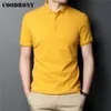 Męska marka Polos Coodrony Wysokiej jakości Summer Klasyczny stały kolor swobodny bawełniany koszulę polo z krótkim rękawem do męskiej miękkiej chłodnej odzieży C5200S 230728
