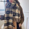 Écharpe Tricoté Coeur motif Plaid Lovey Fille Hiver Garder Au Chaud Collège À La Mode Loisirs Chic Chic Femme Accessoires 230729