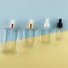 Square Glass Dropper Bottles 15ml 30ml 50ml 100ml Clear Black Frosted Essential Oil Container JL1722