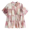 Camicette da donna Street Gradient Tie Dyed Camicia a maniche corte Sottile Drappeggio allentato Moda Casual A-line Cake Tide Primavera Estate