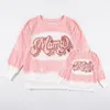 Meisje Jurken Girlymax Lente Baby Meisjes Mommy me Mama Mini Boutique Roze Top Gebleekte T-shirts Kinderkleding Lange mouw 230728