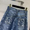 Design de moda cintura alta perna larga jeans feminino lavado cor azul streetwear vintage solto casual calças jeans marca atacado